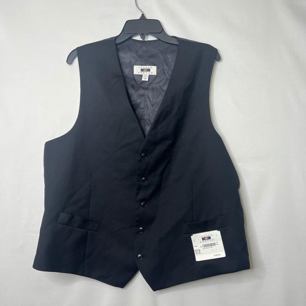 Joseph Abboud Black Wool Suit Vest Mens XXL NWT Reda 1865 Italian Fabric Formal